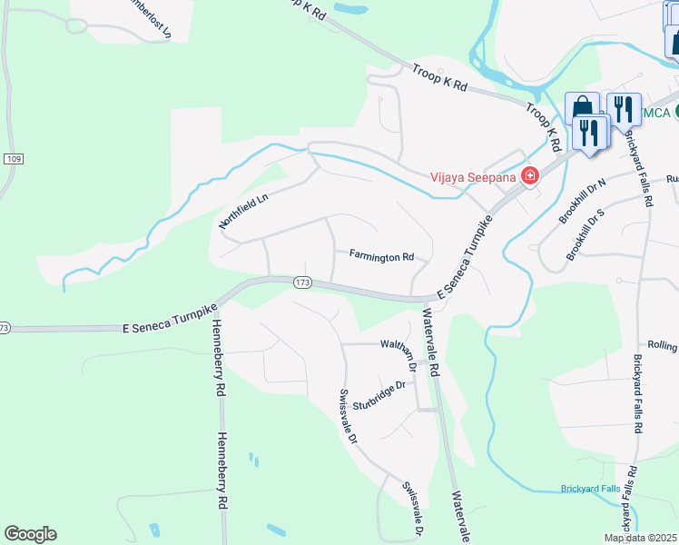 map of restaurants, bars, coffee shops, grocery stores, and more near 4562 Meadowridge Road in Manlius