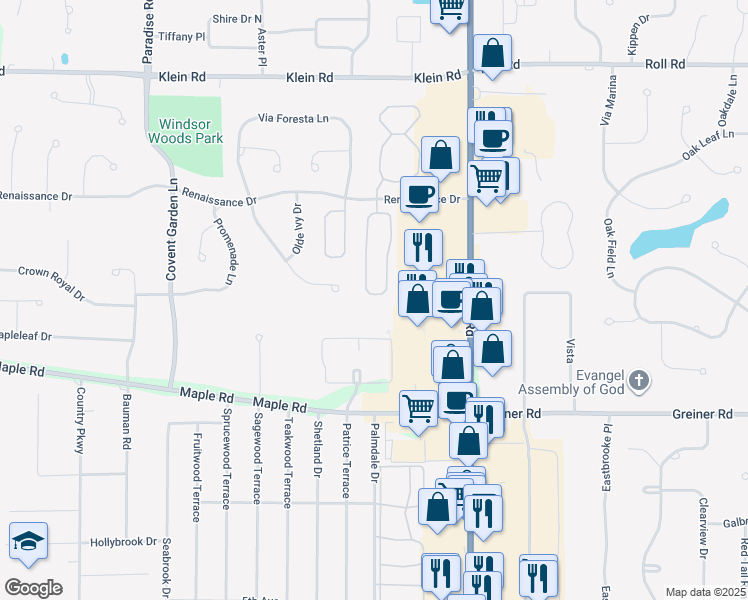 map of restaurants, bars, coffee shops, grocery stores, and more near 141 Lord Byron Lane in Williamsville