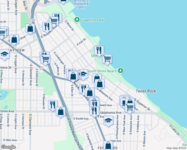 map of restaurants, bars, coffee shops, grocery stores, and more near 2850 South Wentworth Avenue in Milwaukee