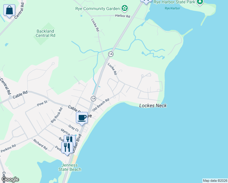 map of restaurants, bars, coffee shops, grocery stores, and more near 59 Foss Circle in Rye