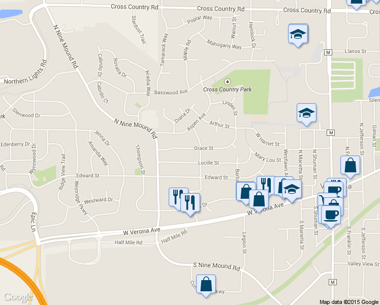 map of restaurants, bars, coffee shops, grocery stores, and more near 691 Grace St in Verona