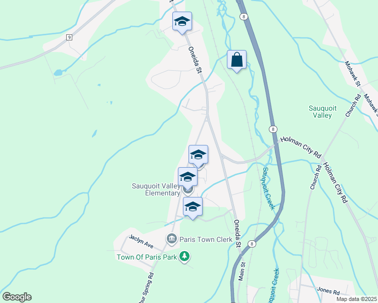 map of restaurants, bars, coffee shops, grocery stores, and more near 2685 Sulphur Spring Road in Oneida County