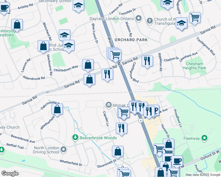 map of restaurants, bars, coffee shops, grocery stores, and more near 50 Chapman Court in London