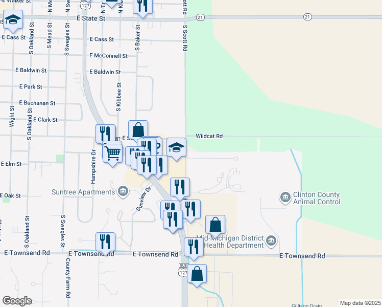 map of restaurants, bars, coffee shops, grocery stores, and more near 1129 Astwood Mews Lane in Saint Johns