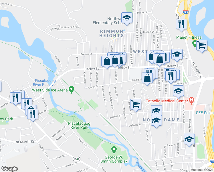 map of restaurants, bars, coffee shops, grocery stores, and more near 11 Cumberland Street in Manchester