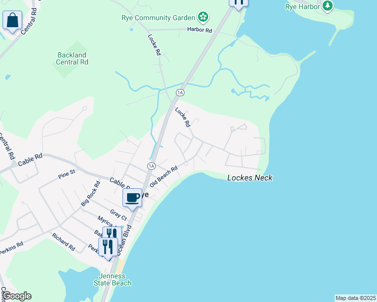 map of restaurants, bars, coffee shops, grocery stores, and more near 59 Foss Circle in Rye