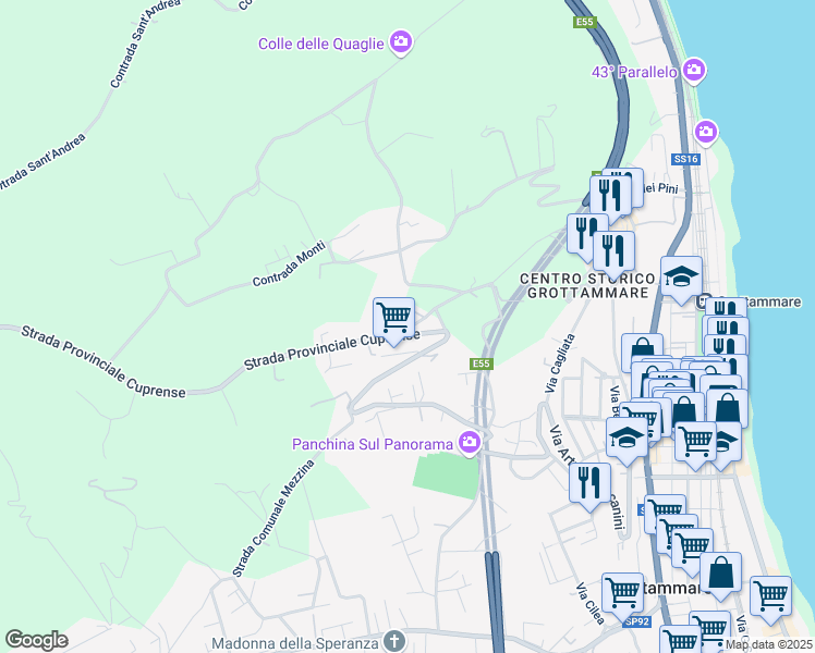 map of restaurants, bars, coffee shops, grocery stores, and more near 8 Via Convento in Grottammare