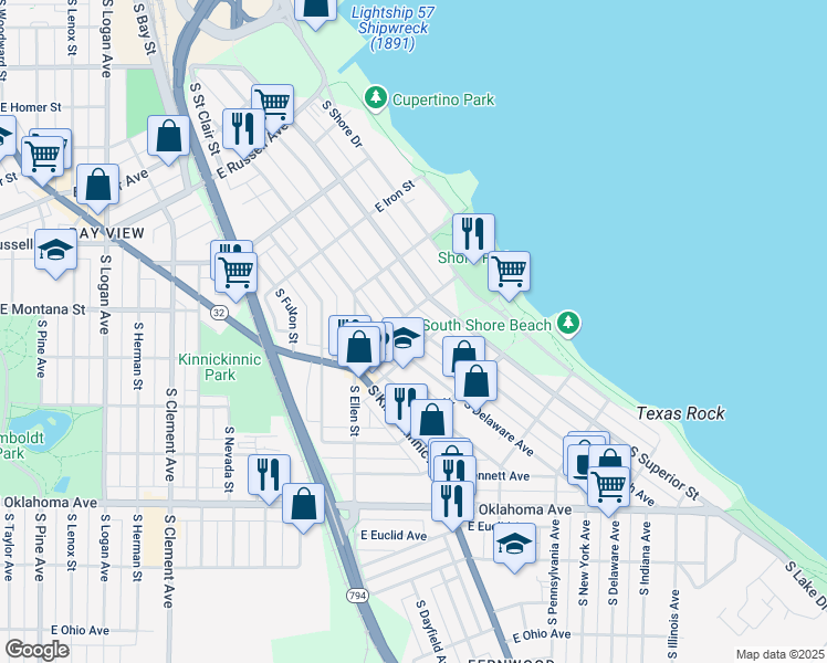 map of restaurants, bars, coffee shops, grocery stores, and more near 2817 South Wentworth Avenue in Milwaukee