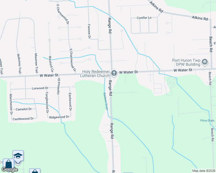 map of restaurants, bars, coffee shops, grocery stores, and more near 2961 Range Road in Smiths Creek