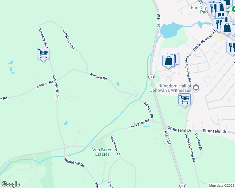 map of restaurants, bars, coffee shops, grocery stores, and more near 260 Addison Road in Goffstown