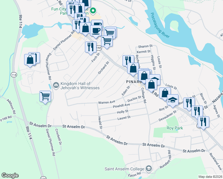 map of restaurants, bars, coffee shops, grocery stores, and more near 69 Plummer Street in Manchester