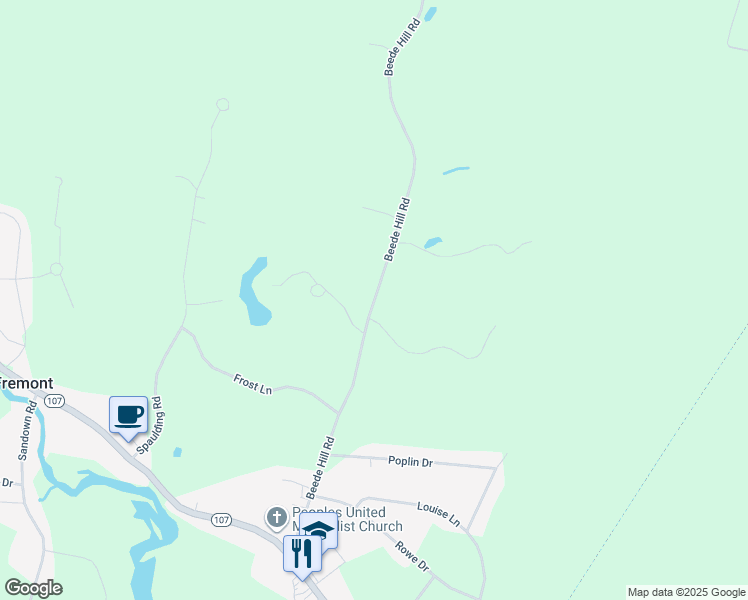 map of restaurants, bars, coffee shops, grocery stores, and more near 118 Beede Hill Road in Fremont
