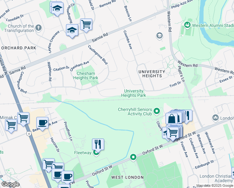 map of restaurants, bars, coffee shops, grocery stores, and more near 103 Walmer Gardens in London
