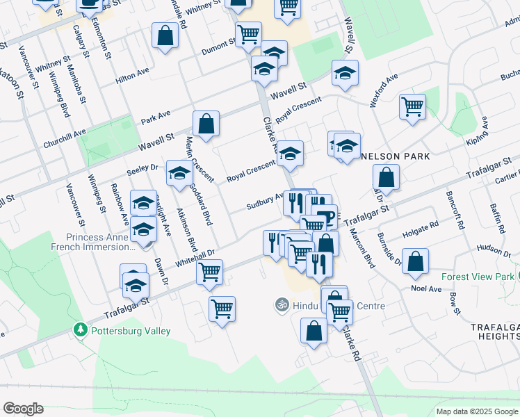 map of restaurants, bars, coffee shops, grocery stores, and more near 1813 Sudbury Avenue in London