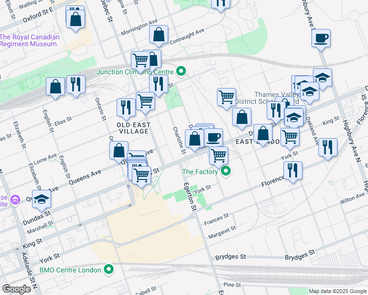 map of restaurants, bars, coffee shops, grocery stores, and more near 434 Charlotte Street in London