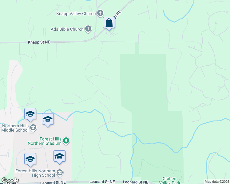 map of restaurants, bars, coffee shops, grocery stores, and more near 4100 Silvergrass Drive Northeast in Grand Rapids