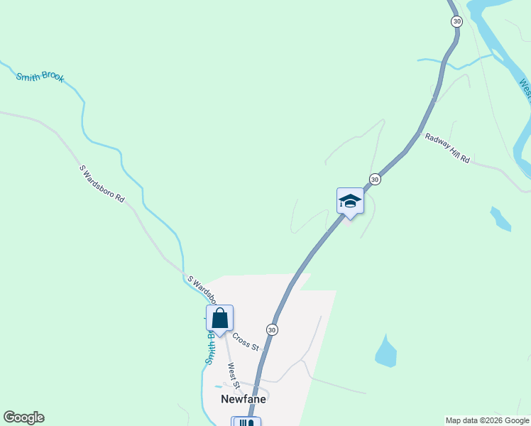 map of restaurants, bars, coffee shops, grocery stores, and more near 705 Vermont 30 in Newfane
