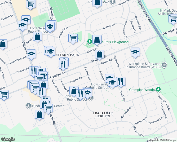 map of restaurants, bars, coffee shops, grocery stores, and more near 53 Cartier Road in London