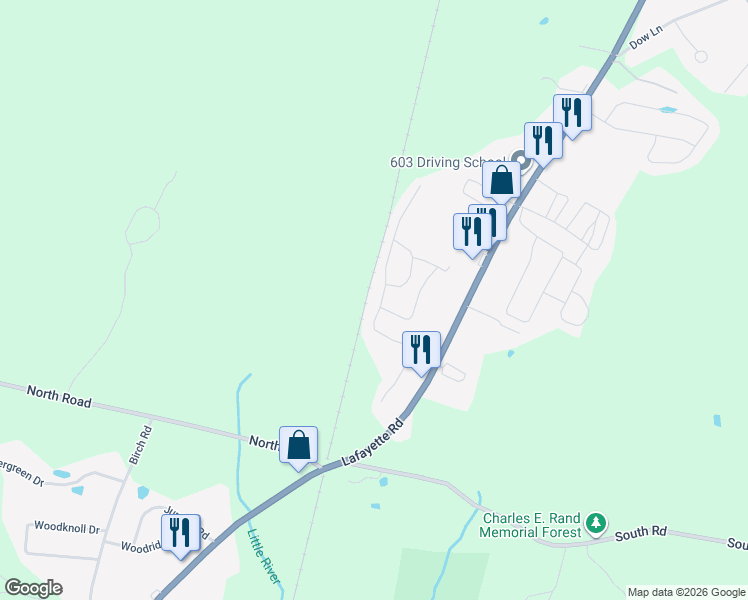 map of restaurants, bars, coffee shops, grocery stores, and more near 1 Slippery Rock Drive in North Hampton
