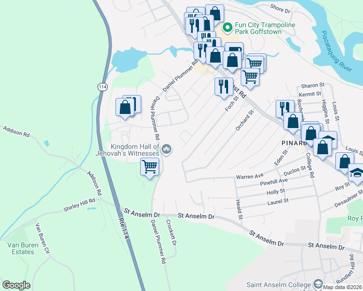 map of restaurants, bars, coffee shops, grocery stores, and more near 5 Ridge Street in Manchester
