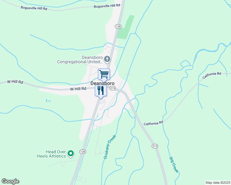 map of restaurants, bars, coffee shops, grocery stores, and more near 2707 New York 315 in Deansboro