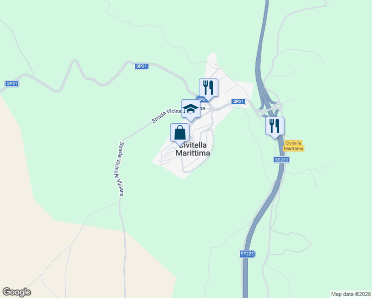 map of restaurants, bars, coffee shops, grocery stores, and more near in Civitella Marittima
