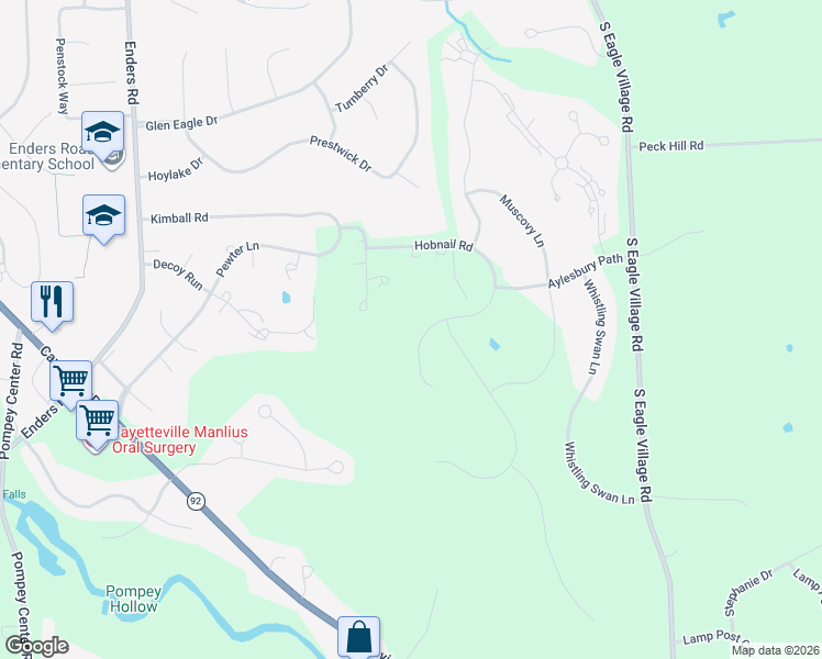 map of restaurants, bars, coffee shops, grocery stores, and more near 8420 Hobnail Road in Manlius