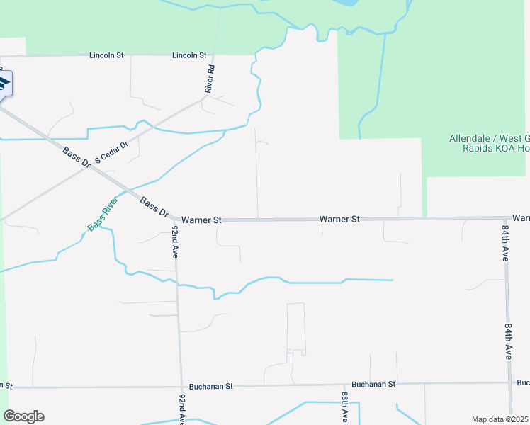 map of restaurants, bars, coffee shops, grocery stores, and more near 12414 90th Avenue in Allendale