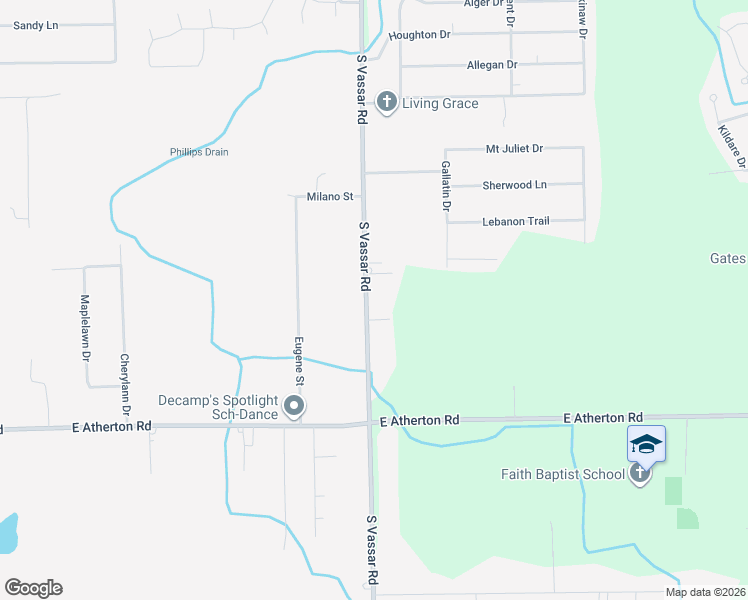 map of restaurants, bars, coffee shops, grocery stores, and more near 2385 South Vassar Road in Davison