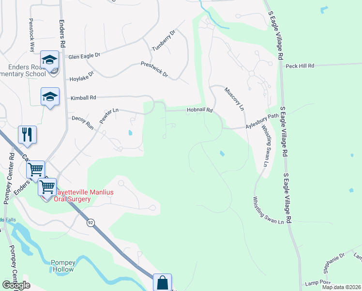 map of restaurants, bars, coffee shops, grocery stores, and more near 8420 Hobnail Road in Manlius