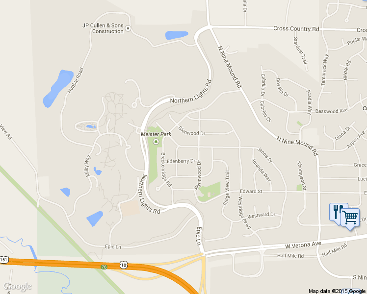 map of restaurants, bars, coffee shops, grocery stores, and more near 908 Jenna Dr in Verona