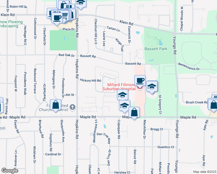 map of restaurants, bars, coffee shops, grocery stores, and more near 5 Homer Lane in Williamsville