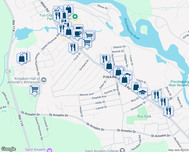 map of restaurants, bars, coffee shops, grocery stores, and more near 40 Fairview Street in Manchester