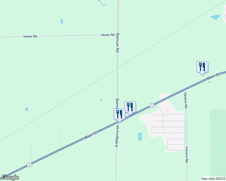 map of restaurants, bars, coffee shops, grocery stores, and more near 5422 Barnum Road in Akron