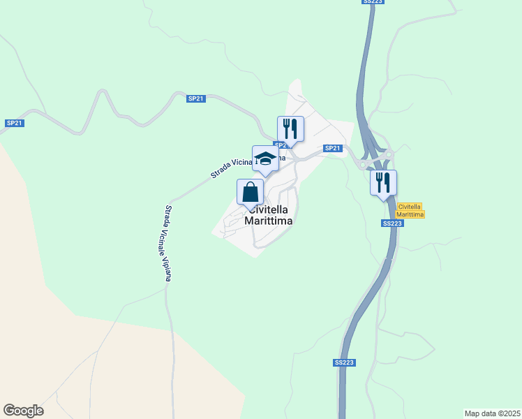 map of restaurants, bars, coffee shops, grocery stores, and more near 1 Via I Maggio in Civitella Marittima