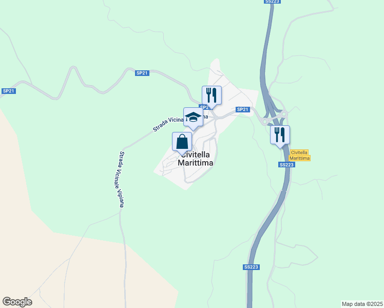 map of restaurants, bars, coffee shops, grocery stores, and more near 1 Via I Maggio in Civitella Marittima