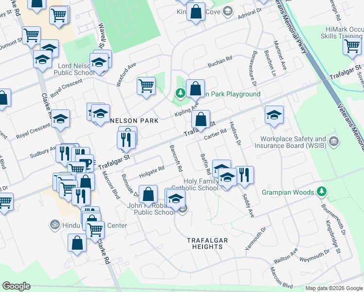 map of restaurants, bars, coffee shops, grocery stores, and more near 53 Cartier Road in London
