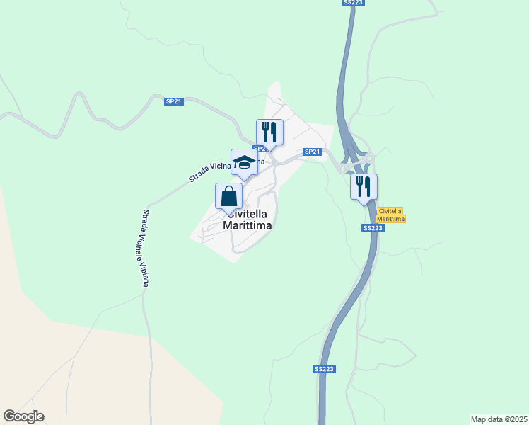 map of restaurants, bars, coffee shops, grocery stores, and more near Strada Provinciale Terzo in Civitella Marittima