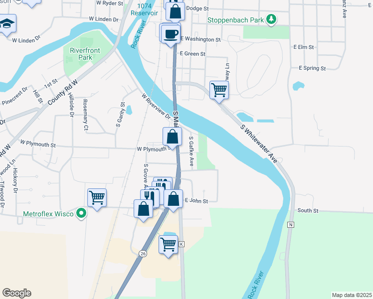 map of restaurants, bars, coffee shops, grocery stores, and more near 935 South Gafke Avenue in Jefferson