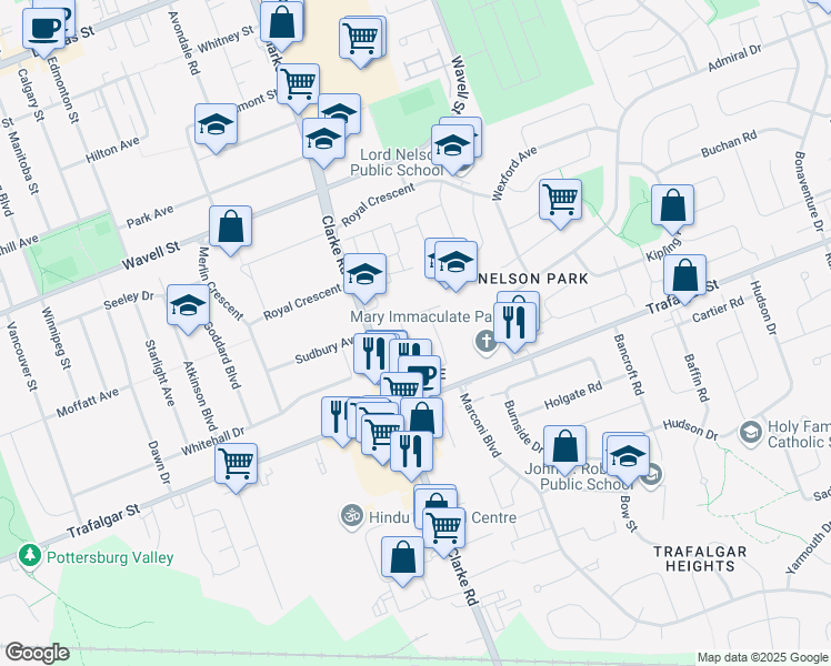 map of restaurants, bars, coffee shops, grocery stores, and more near 1917 Duluth Crescent in London