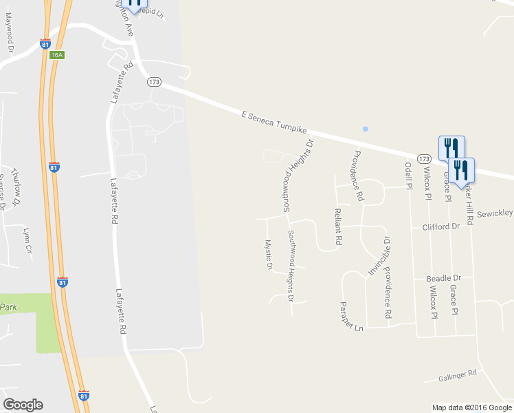 map of restaurants, bars, coffee shops, grocery stores, and more near 5761 Eclipse Dr in Jamesville
