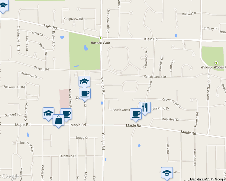 map of restaurants, bars, coffee shops, grocery stores, and more near 1055 Youngs Road in Buffalo
