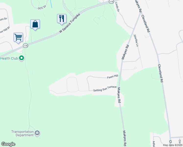map of restaurants, bars, coffee shops, grocery stores, and more near 4749 Fawn Hill in Syracuse
