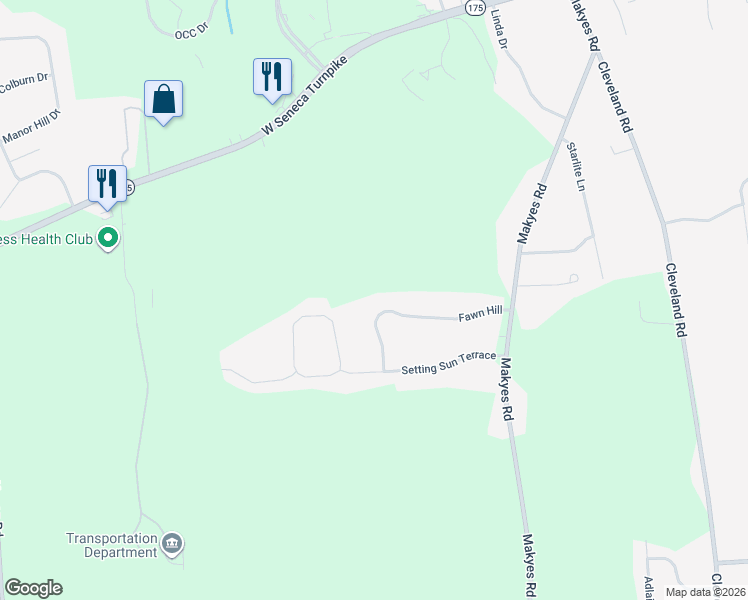 map of restaurants, bars, coffee shops, grocery stores, and more near 4737 Fawn Hill in Syracuse