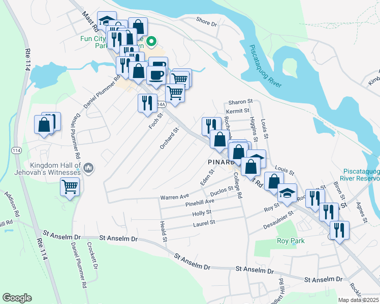 map of restaurants, bars, coffee shops, grocery stores, and more near 40 Fairview Street in Manchester