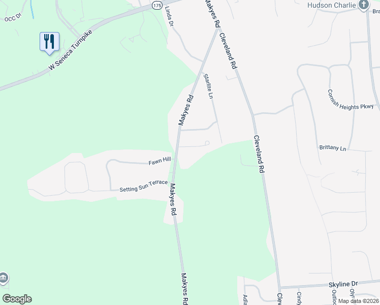 map of restaurants, bars, coffee shops, grocery stores, and more near 4624 Makyes Road in Syracuse