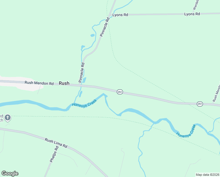 map of restaurants, bars, coffee shops, grocery stores, and more near 2397 Rush Mendon Road in Honeoye Falls