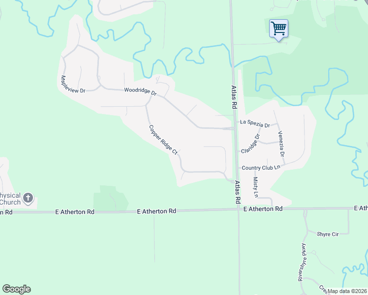 map of restaurants, bars, coffee shops, grocery stores, and more near 9123 Copper Ridge Drive in Davison