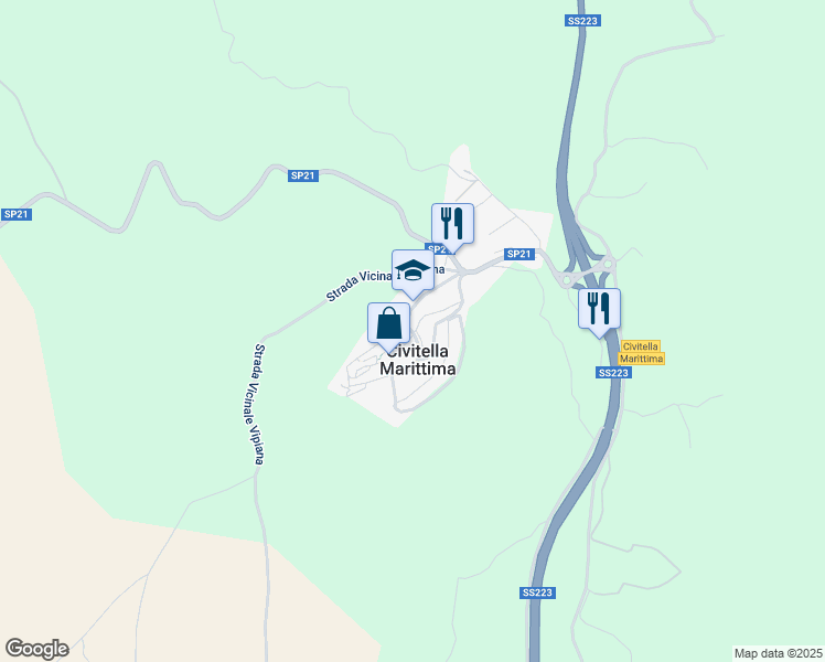 map of restaurants, bars, coffee shops, grocery stores, and more near 1 Via I Maggio in Civitella Marittima