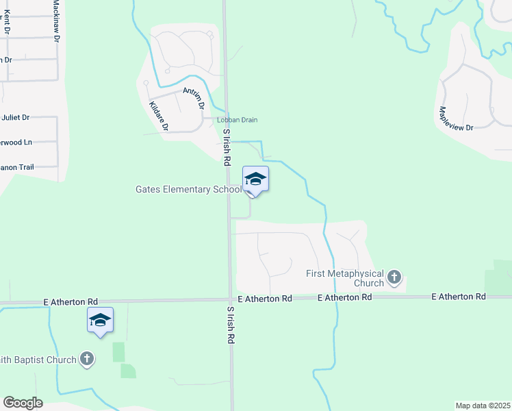 map of restaurants, bars, coffee shops, grocery stores, and more near 2359 South Irish Road in Davison
